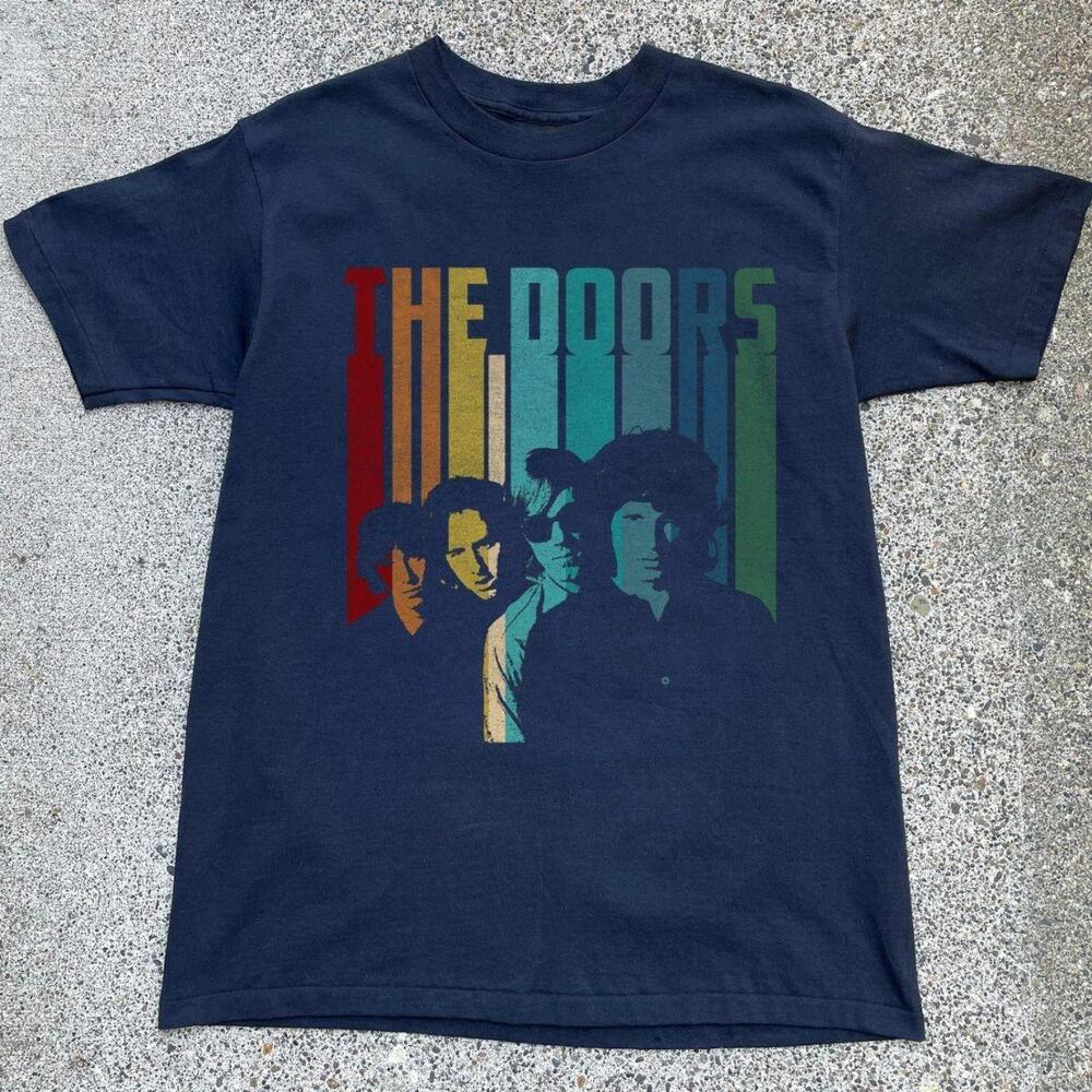 The Doors Rainbow Portrait Graphic Black Unisex Classic Rock Band T Shirt